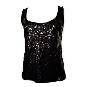 MID 90S OLD NAVY BLACK TANK WITH SUEQU INS OVER ALL OF FRONT